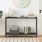 HOOBRO Console Table, 120 cm Narrow Sofa Table with Shelf, Industrial Entryway Table for Living Room, Hallway, Foyer, Corridor, Office, Wood Look Accent Entrance Table, Black BB20XG01G1