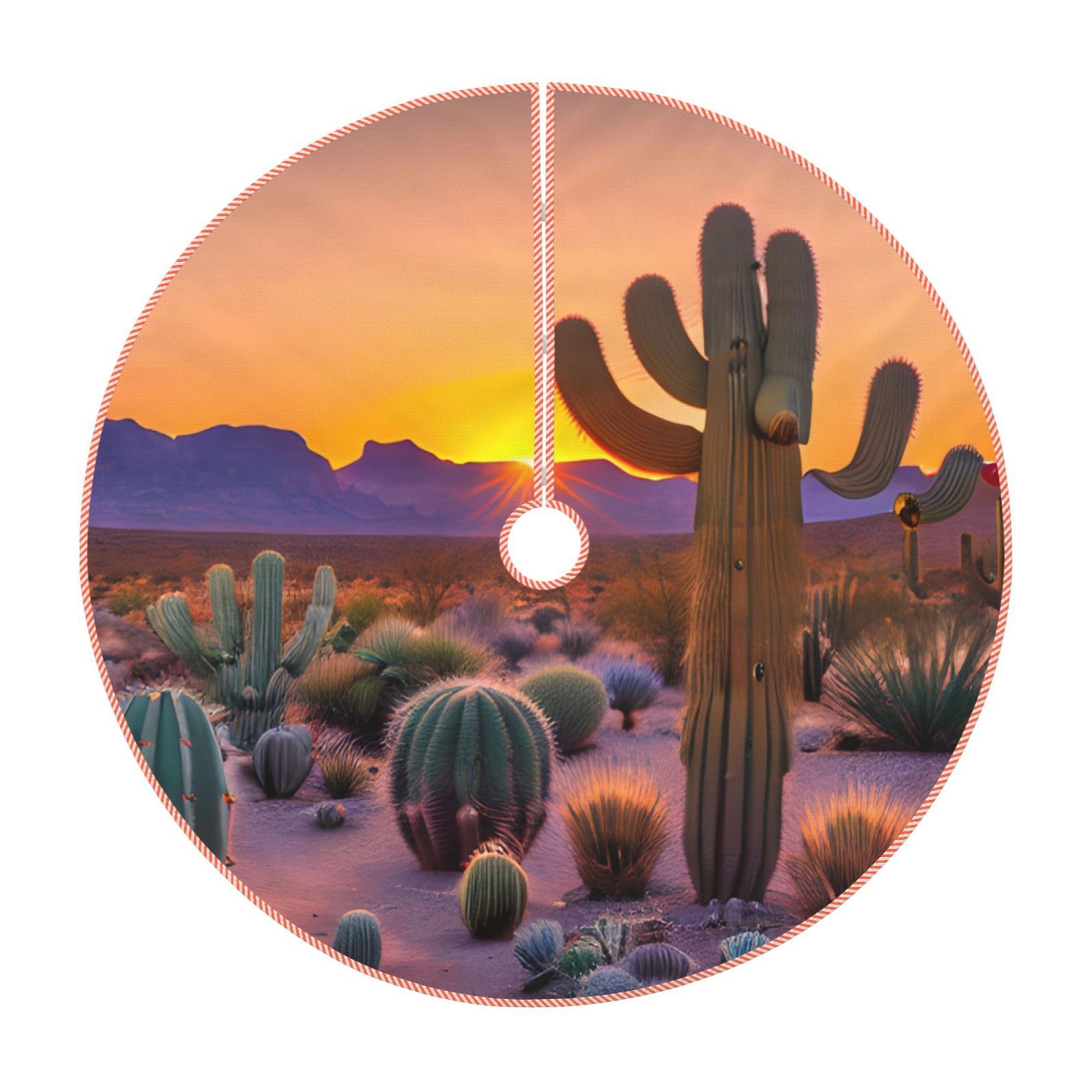 Tapis de sapin de Noël épais protection extérieure et intérieure motif cactus