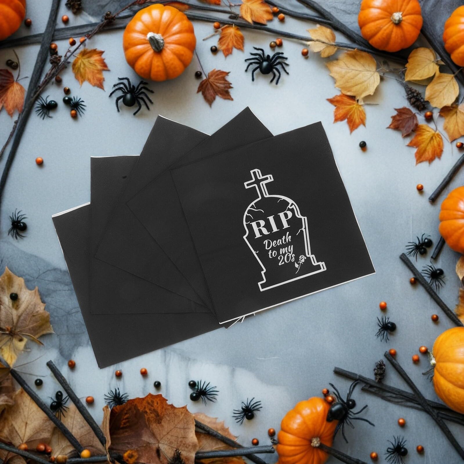 20 pezzi Tovaglioli di Carta Neri Tema Halloween Death To My per Feste Compleanno Assorbenti e Decorativi per Tavola per Addio AI Anni e Party Tema