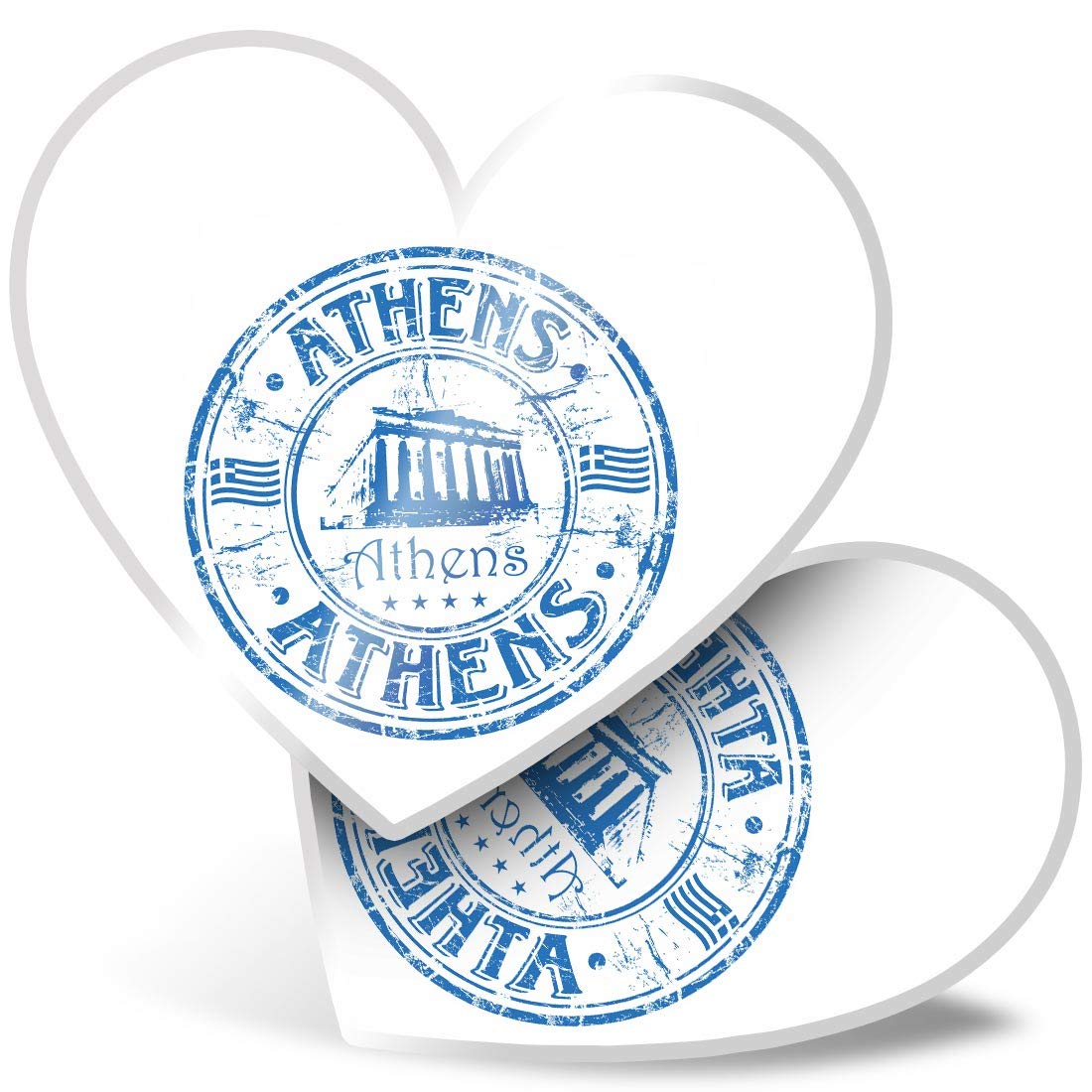 2 x Heart Stickers 7.5 cm - Athens Greece Architecture Travel Fun Decals for Laptops,Tablets,Luggage,Scrap Booking,Fridges, #5761