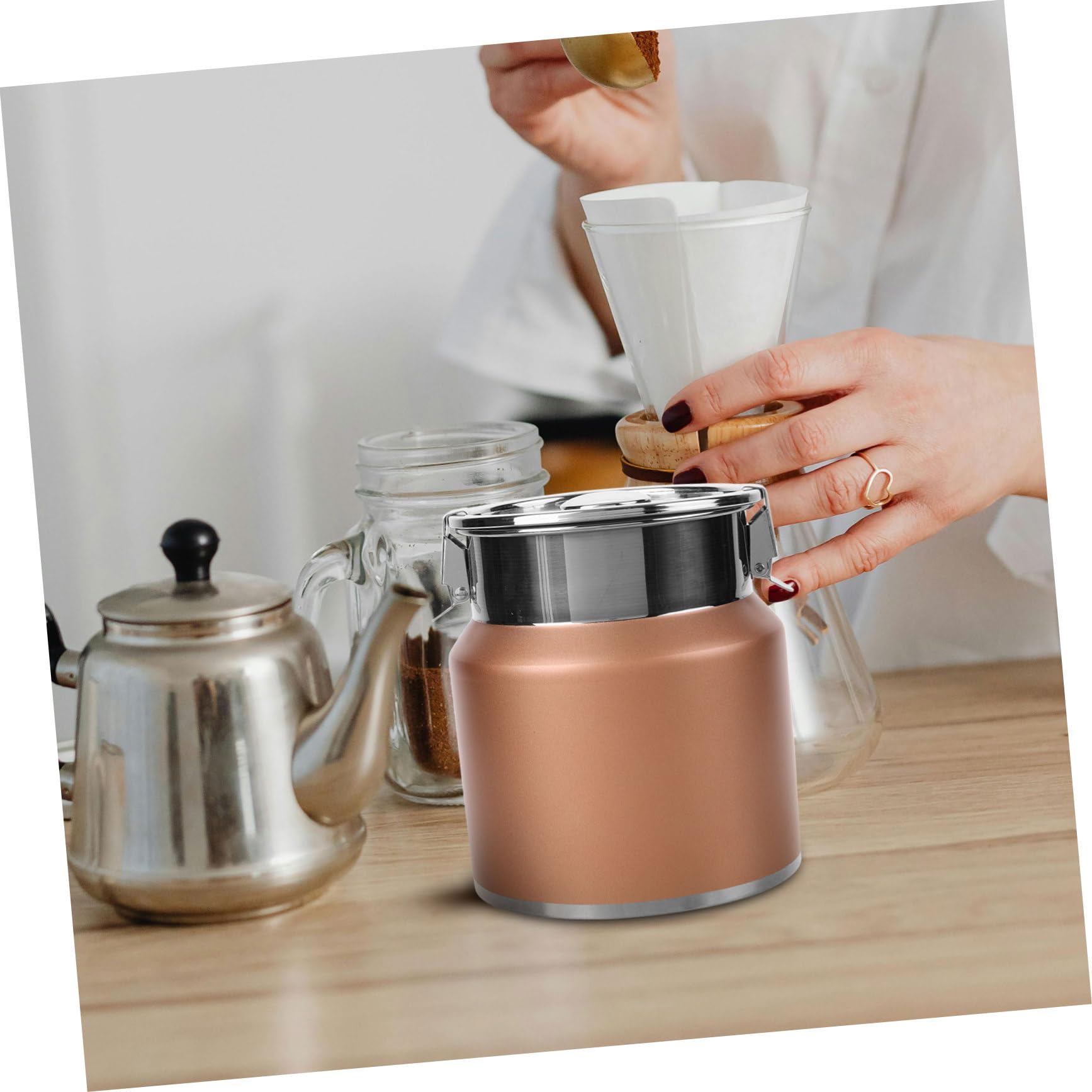 Alipis Contenitore Latte in Acciaio Inox 2, 5 l Coperchio | Stile Rustico Country, per Cucina e Campeggio, Facile da Pulire e Durevole