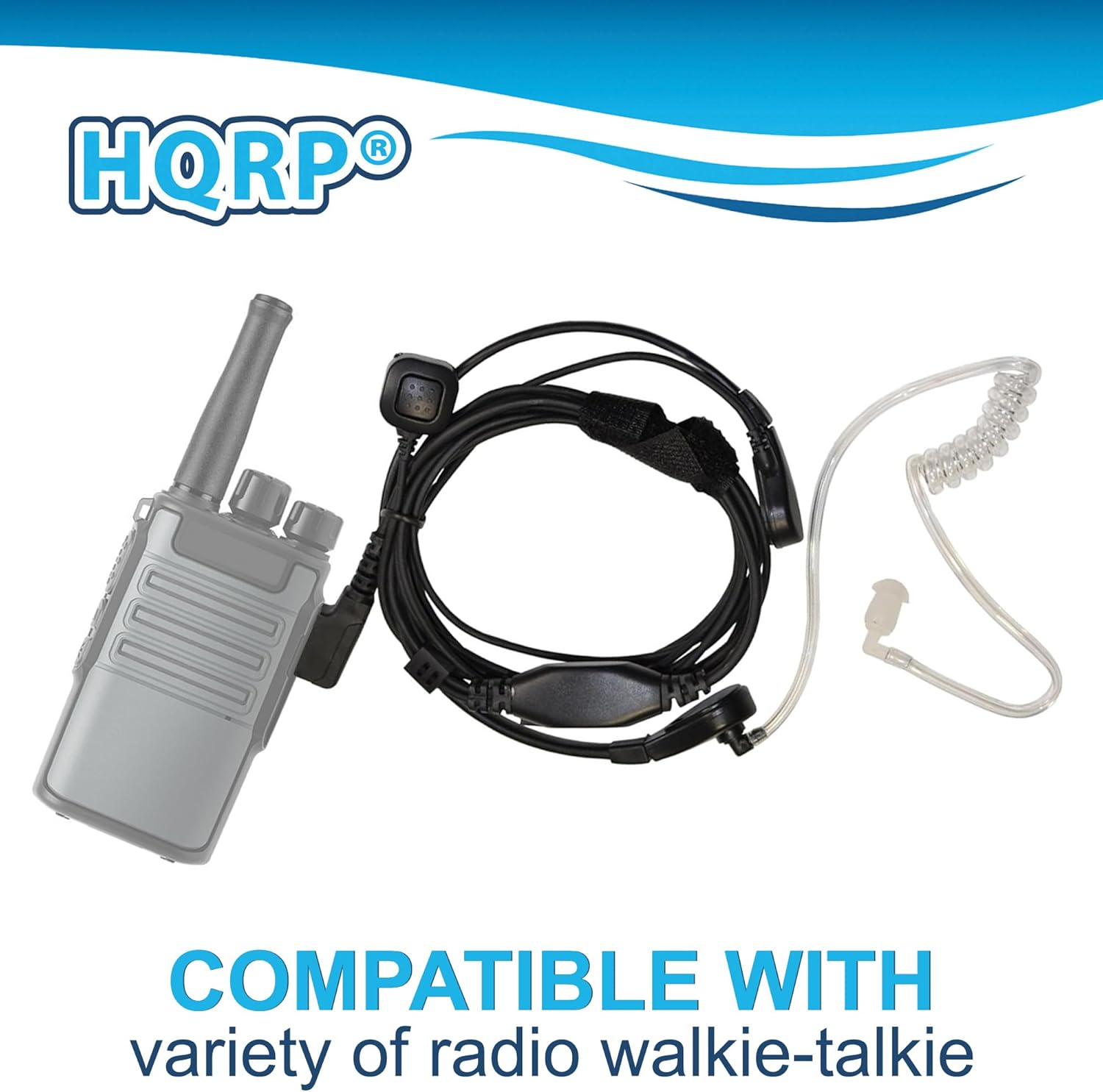 HQRP 4-Pack Acoustic Tube Earpiece PTT Throat Mic Headset Compatible with Kenwood Pro-Talk, Pro-Power, Free-Talk, Protalk XLS, FreeTalk XLS Sun Meter
