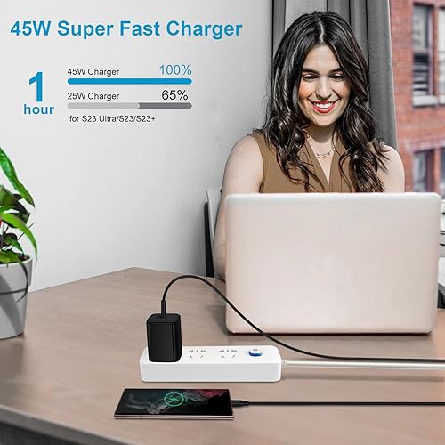 Miniatura 4 de 45W Samsung Galaxy S24 Ultra Cargador de carga súper rápida tipo C Android cargador de teléfono con cable tipo C de 6 pies para Samsung Galaxy S24
