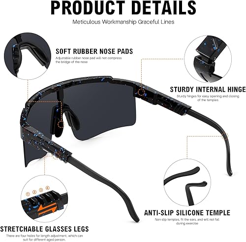 Miniatura 4 de MALIDAK Gafas de sol deportivas para hombres y mujeres, jóvenes, gafas de sol de béisbol, protección UV400, gafas de ciclismo para hombres