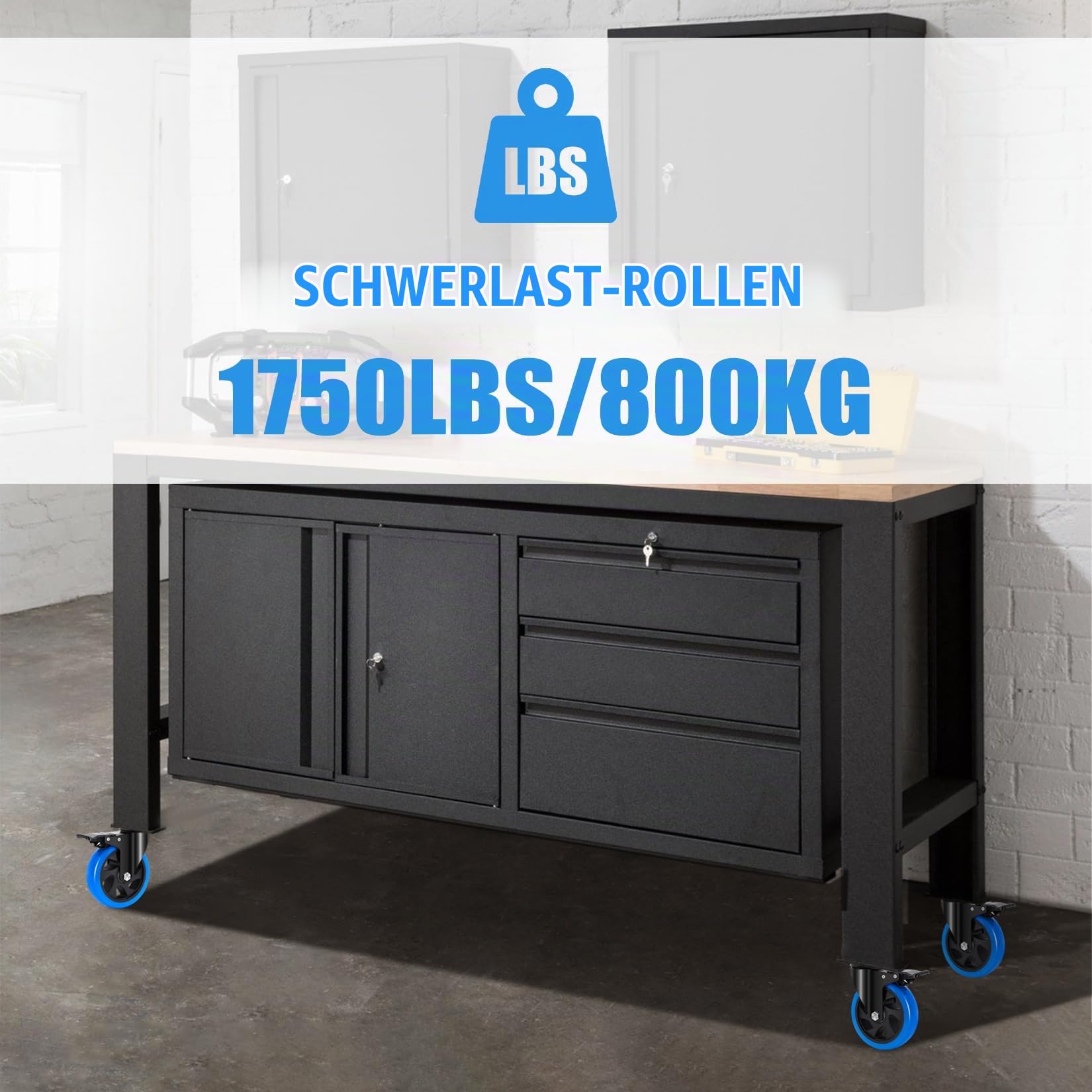 125mm Möbelrollen mit Bremse, M10 x 1,5x 30mm (Schaftdurchmesser 9.5mm, Schaftlänge 30mm), Rollen für Möbel Tragfähigkeit 800KG, Schwerlastrollen Lenkrollen für Möbel, Transport, Gasgrill