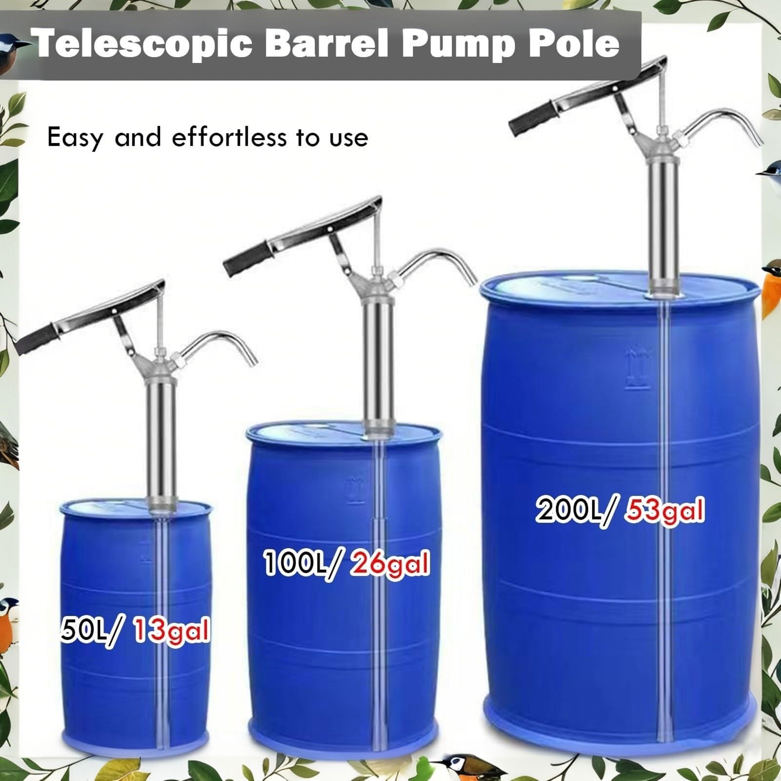 Pompe À Fût Manuelle Professionnelle - Tige Extensible Pour Bidons De 20-200L, Pompe À Huile Pour Fioul & Liquides, Pompe Industrielle Robuste