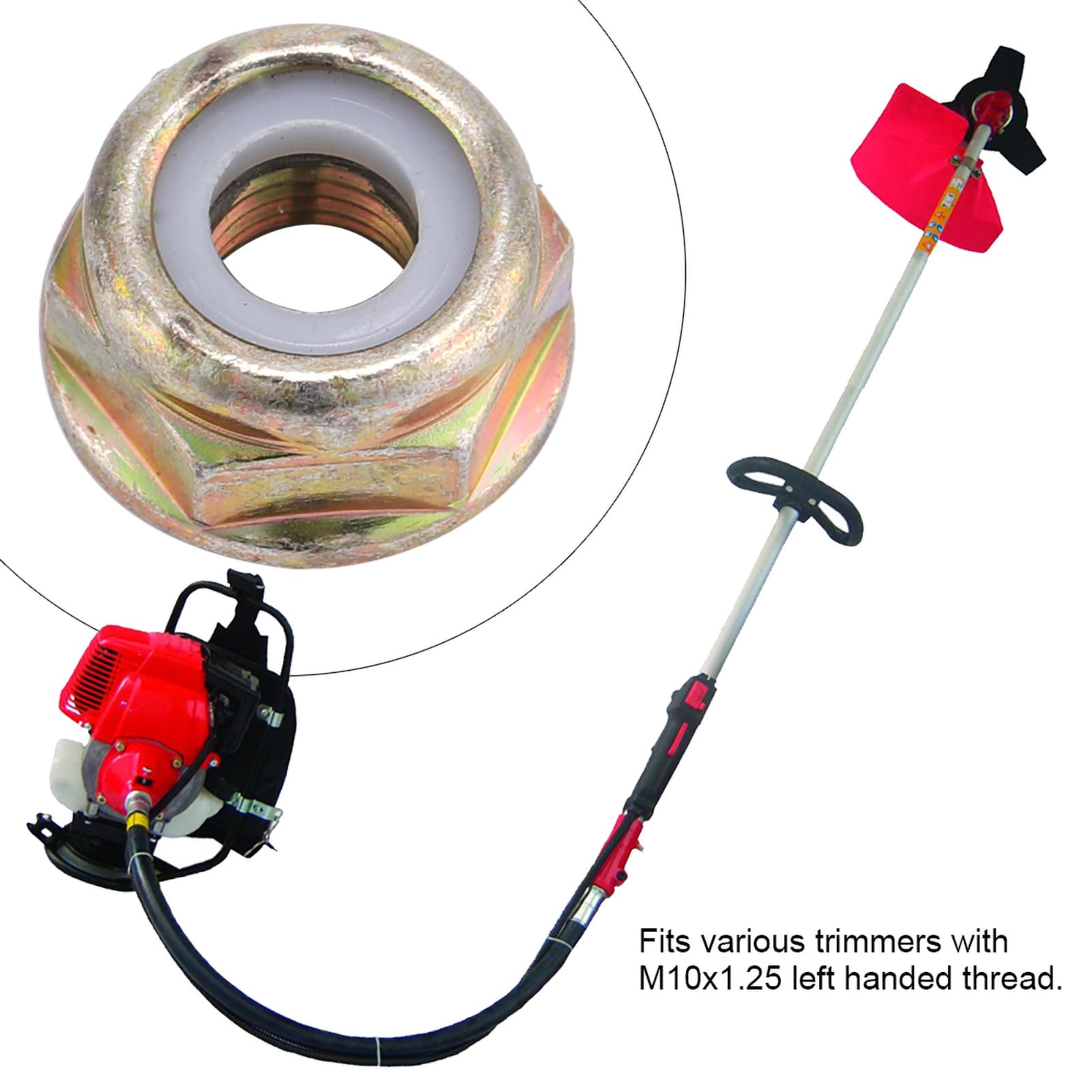 Changor M10 Left Hand Thread Nut, Universal M10x1.25 Left Hand Thread Blade Nut Metal Accessories for Brush Cutter Trimmer - Image 2