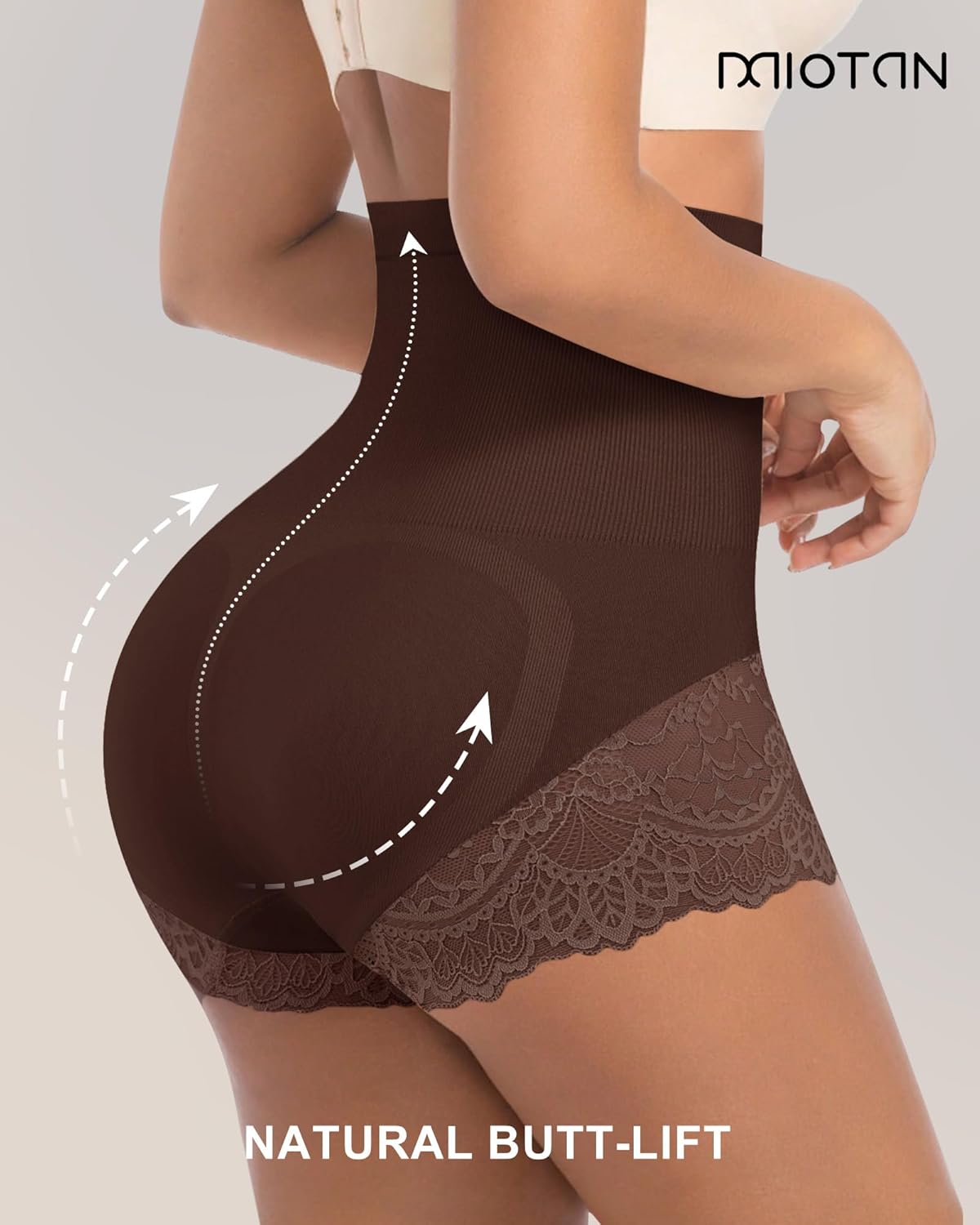 MIOTAN Women's High Waisted Underwear, Ladies Panties with Lace, Comfortable Briefs, 4 Pack - Image 2