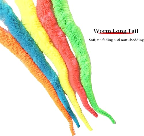 Vista 9 de IUHKBH Pelotas interactivas para gatos, 5 paquetes de bolas inflables para gatos con gusano arcoíris, hora de entretenimiento, seguras para tu gatito