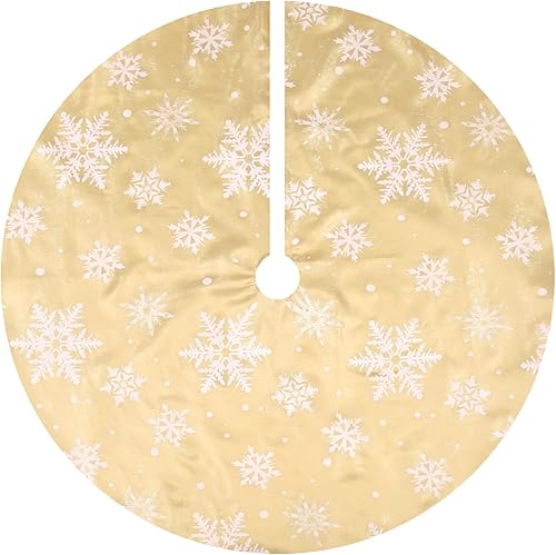 Miniatura 101 de Pie de árbol de Navidad FLASH WORLD, con estampado de nieve (color blanco, 36 pulgadas)