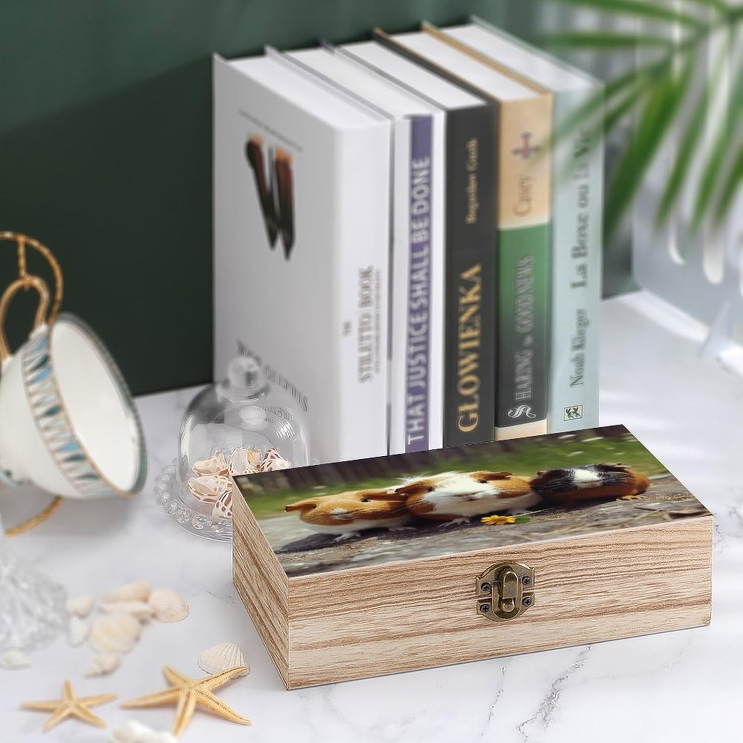 Guinea Pigs Funny Wooden Storage Box Fashion Natural Wooden Box with Hinged Lid Exquisite Keepsake Boxes Vintage Wood Boxes Gift Jewelry Organizer Trinket Storage Chest image 4