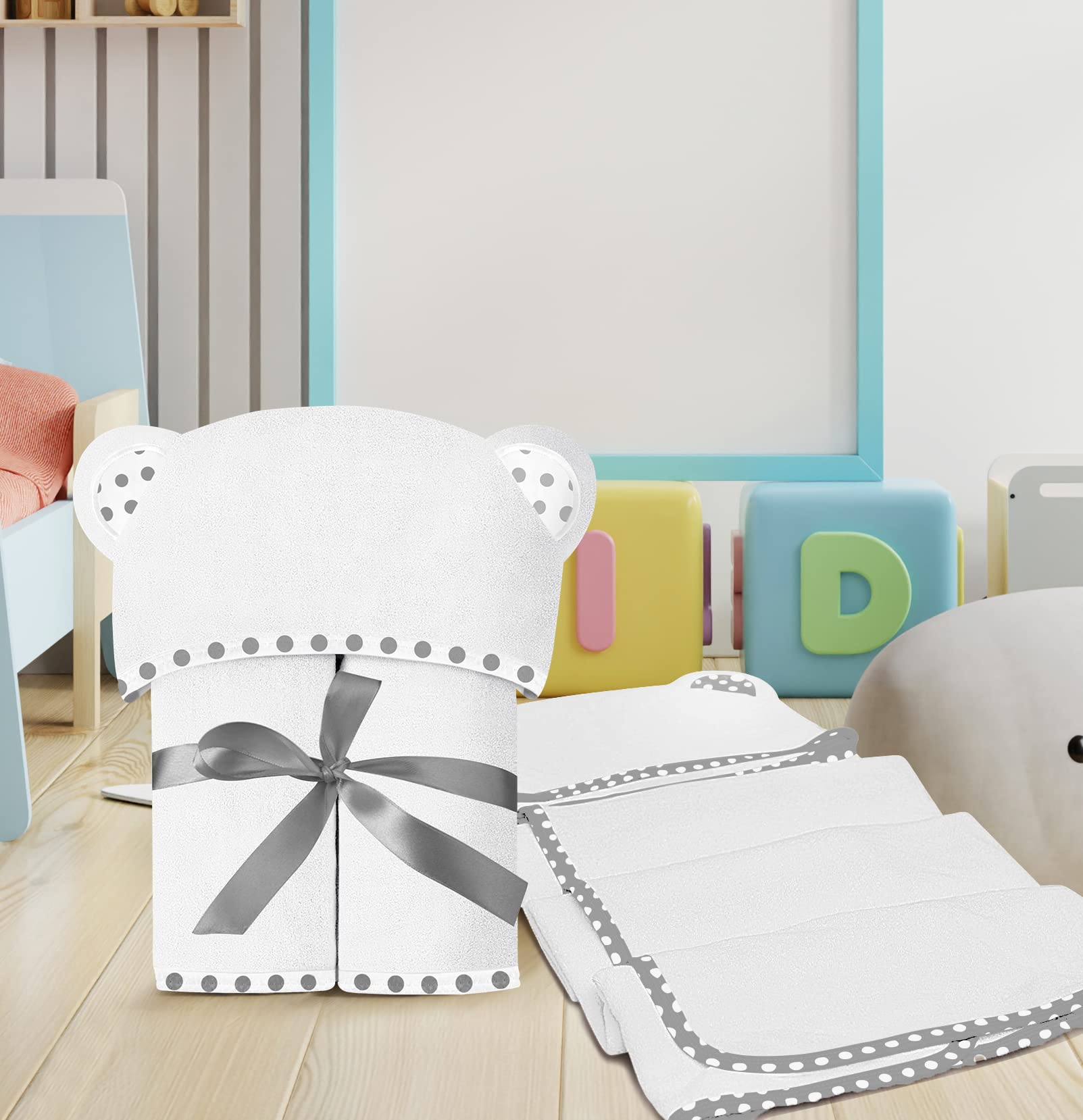 Juego de 2 toallas de bambú con capucha – Grandes, lujosas y superabsorbentes – 35 x 35 pulgadas – suaves y adecuadas para bebés, niños pequeños y niños – 400 GSM para niños y niñas
