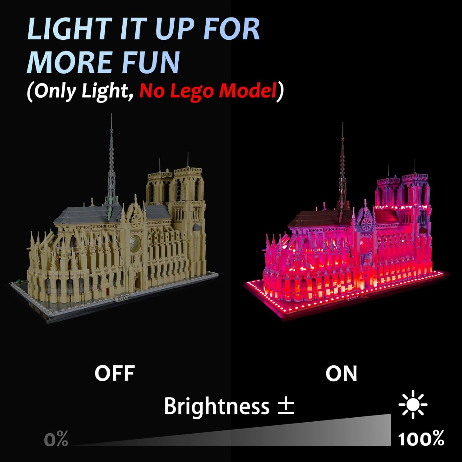 Color Changing LED Light kit Compatible with Lego 21061 Notre Dame, App and Remote Control (No Model Only Light)