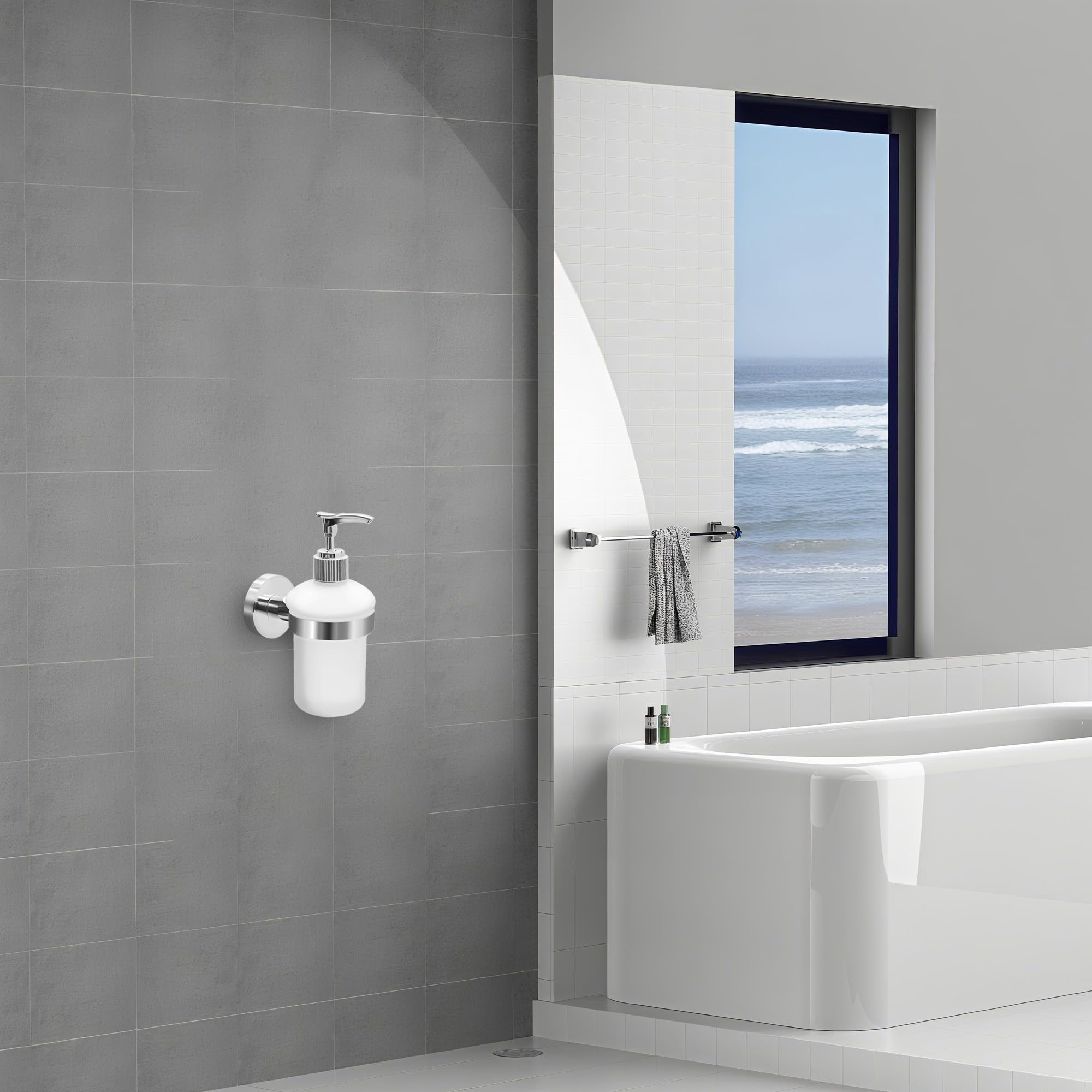 Dispensador De Jabón De Vidrio 450 Ml – Boquilla De Acero Inoxidable, Diseño De Rayas Verticales, Para Baño Y Cocina