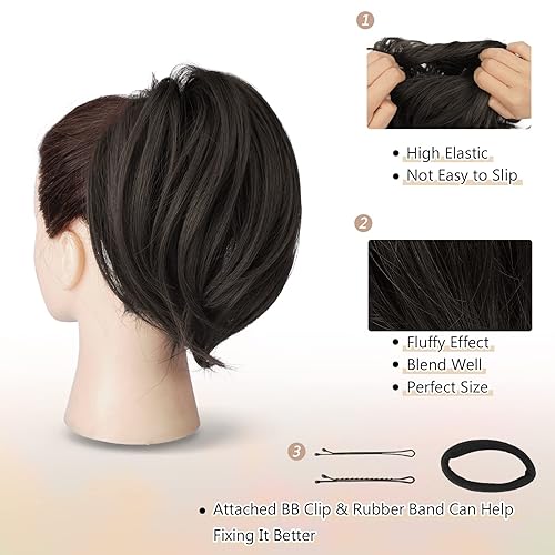 Miniatura 9 de BARSDAR Extensión de cola de caballo, extensión de cola de caballo sintética, extensión de moño de cola de caballo completa, accesorios para el