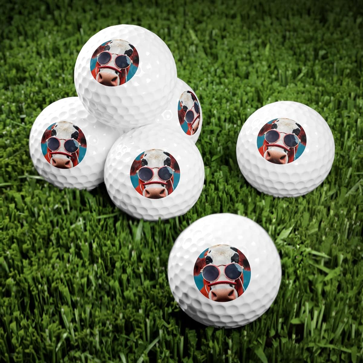 Brian Bula Funny Cow Golf Balls Set of 6 Novelty Cow Golf Balls