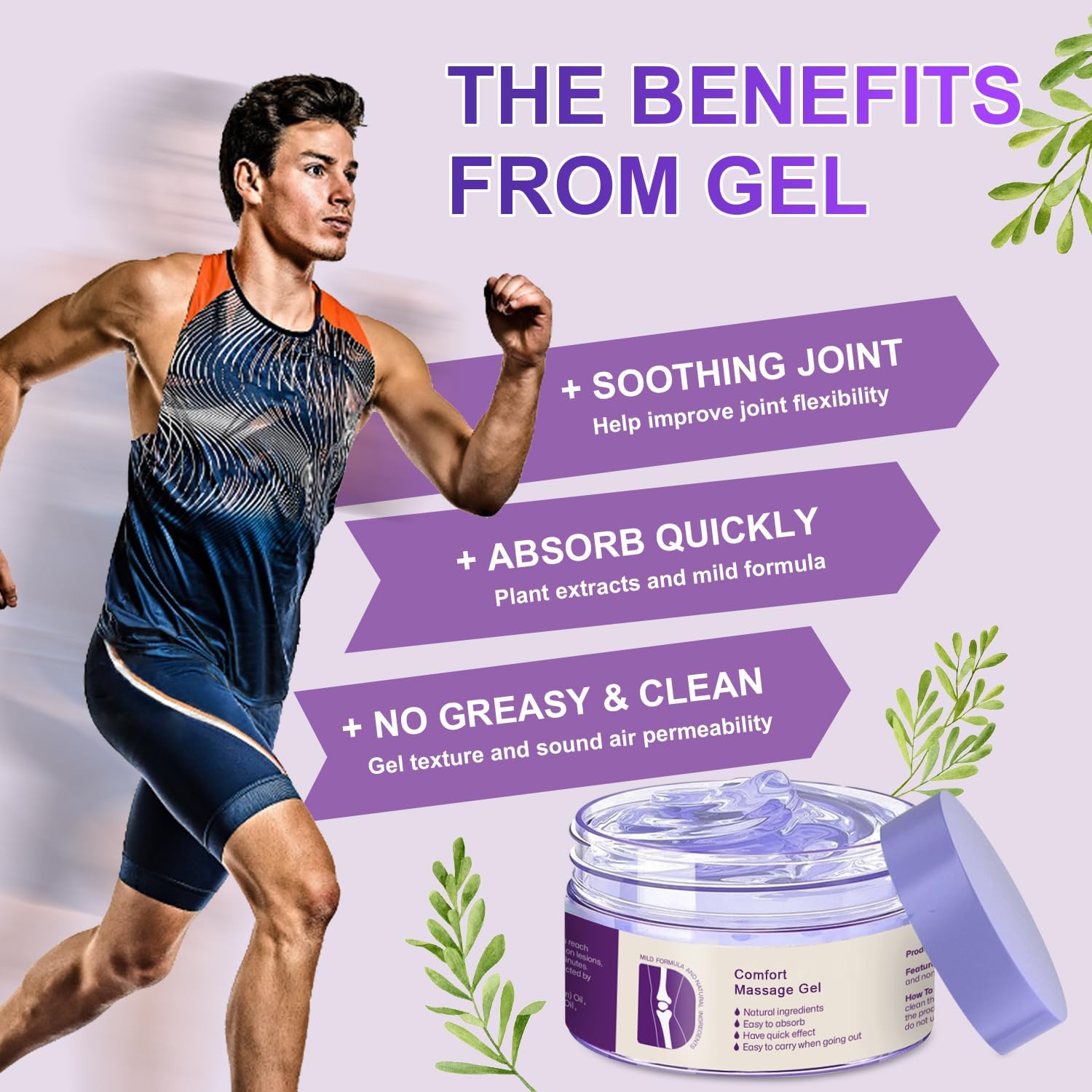 Kresin Joint Comfort Purple Gel, Kresin Joint Comfort Massage Gel, Soothes Discomfort for Neck, Back, Knees, Lumbar, and Feet, Absorb Quickly and Non-Greasy, 1.75 OZ, Purple - Image 3