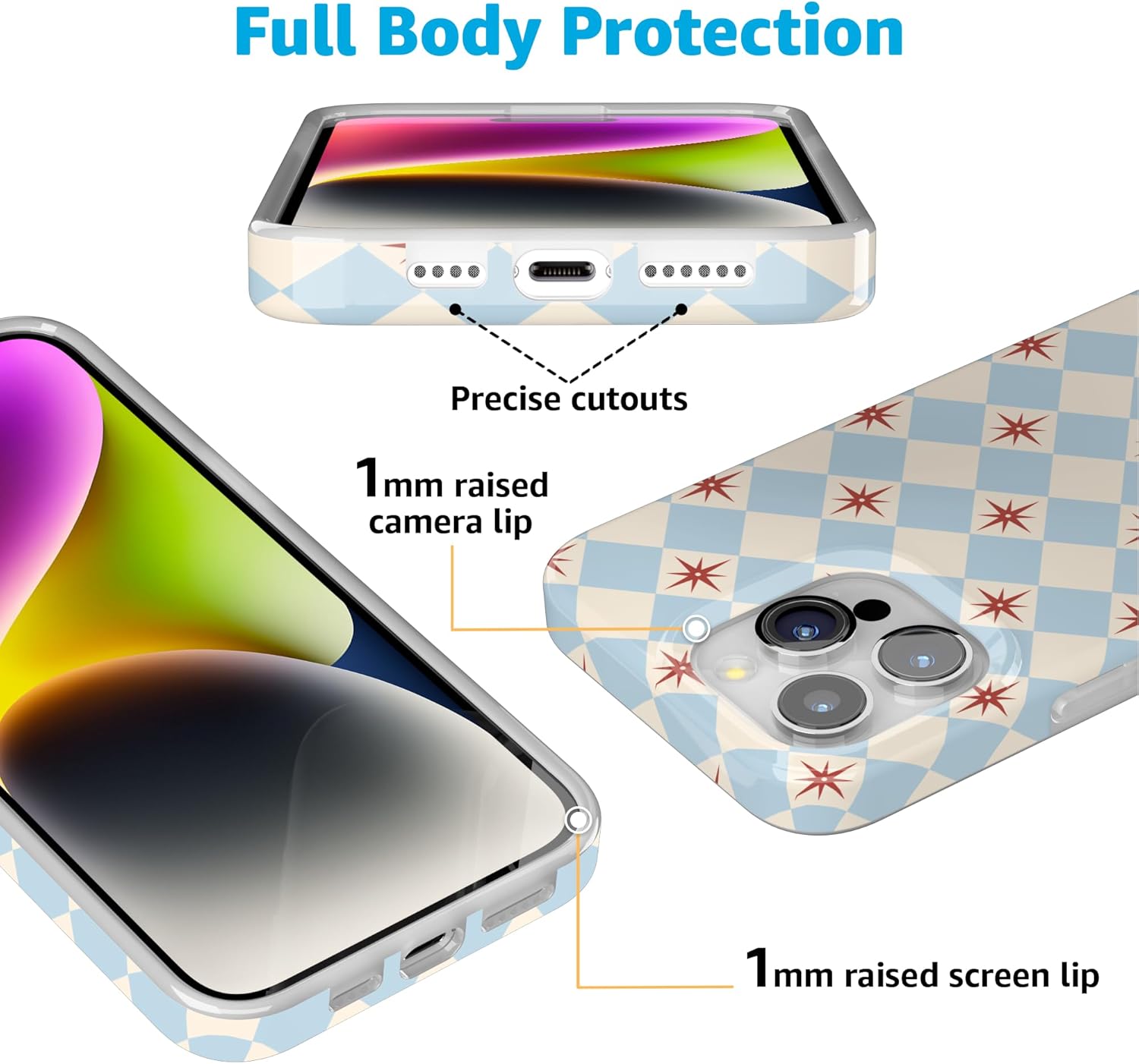 Casely iPhone 15 Pro Case | Chelsea Checker | Starlight Tiles | Compatible with MagSafe | Classic Ultra Slim Design