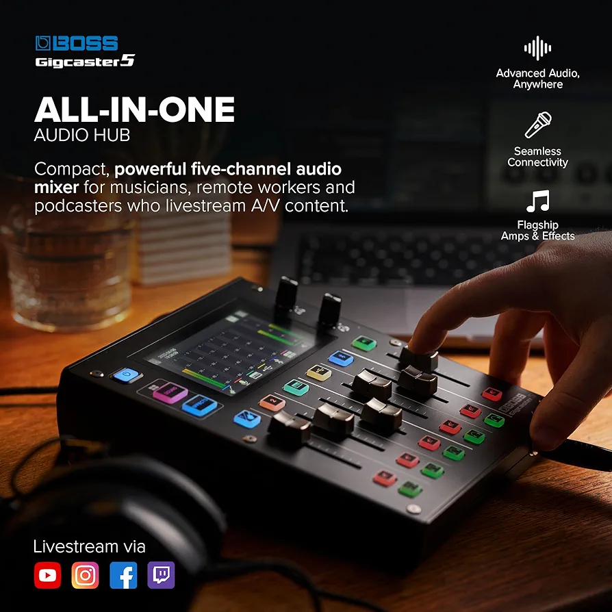オーディオインターフェース　BOSS Gigcaster 5　配信向け Amazon.com: BOSS Gigcaster 5 Compact 5-Channel Audio Streaming