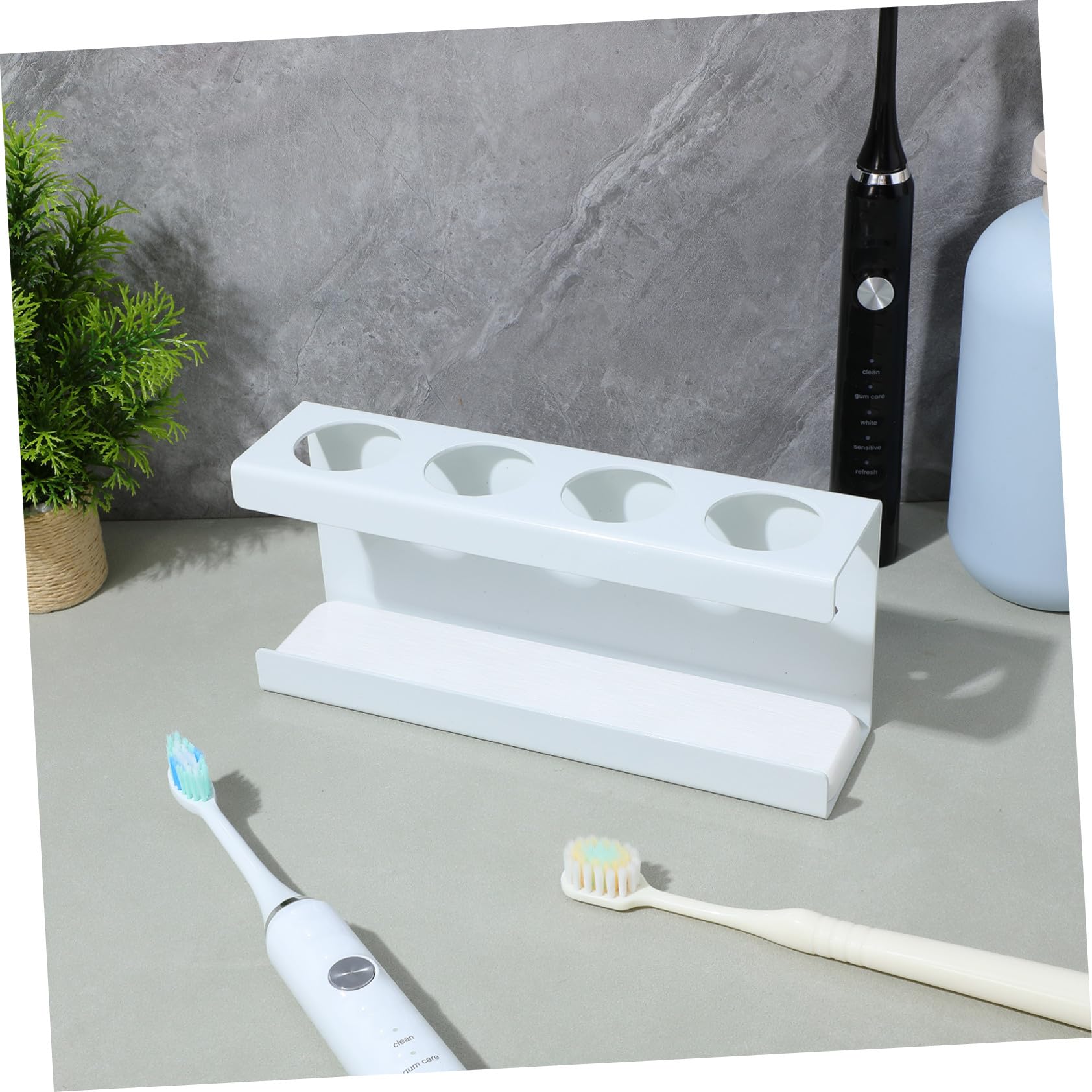 Soporte de Pared para Cepillos de Dientes Eléctricos Ranuras Anticaída Organizador de Baño Ahorra Espacio para Cepillos y Pasta