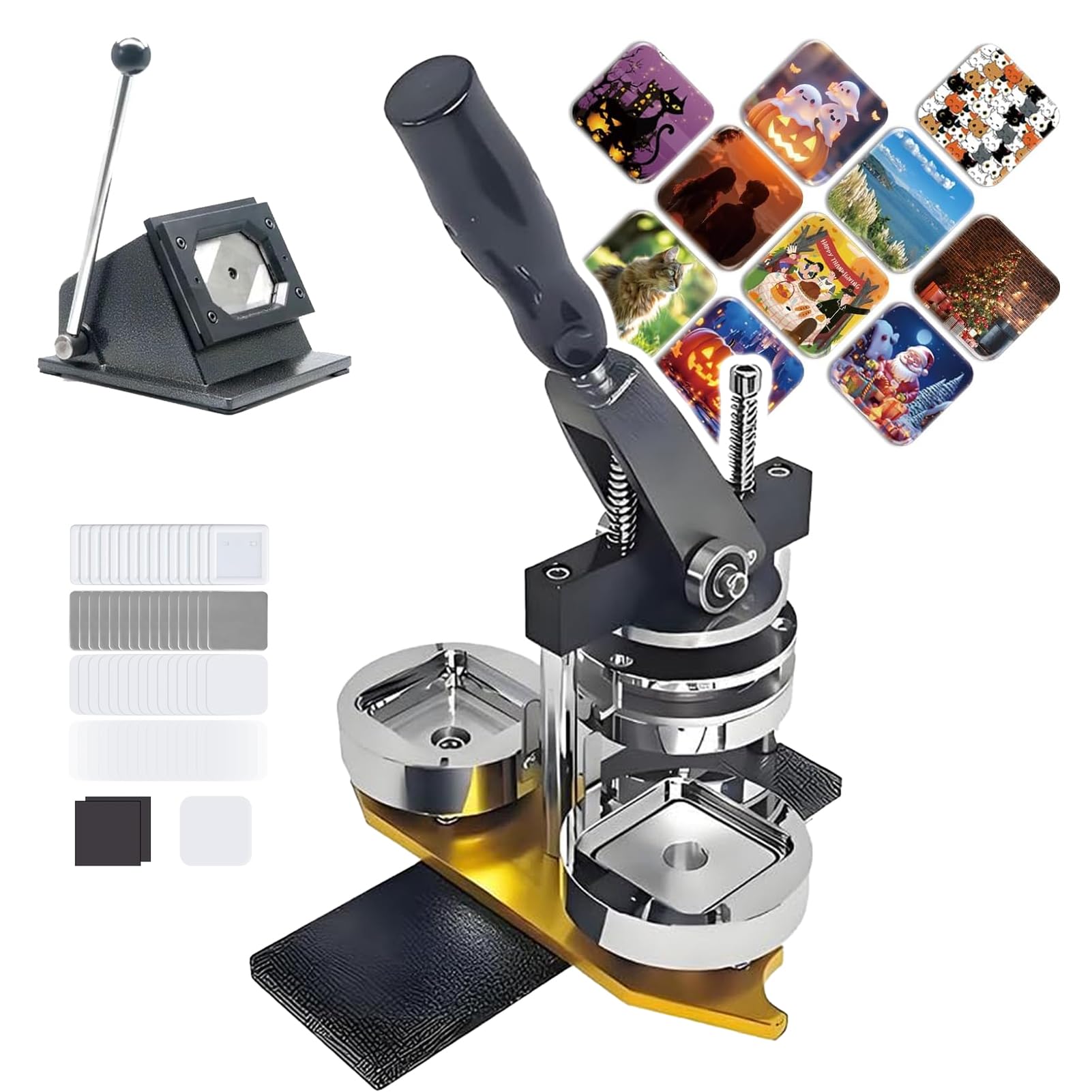 JYBNBBE Rectangular Fridge Magnet Maker Machine,50 * 50mm80 * 53mm90 * 65mm DIY Photo Magnet Press Machine, Fridge Magnet Press Machine Kit with Paper Cutter and 100pcs Materials