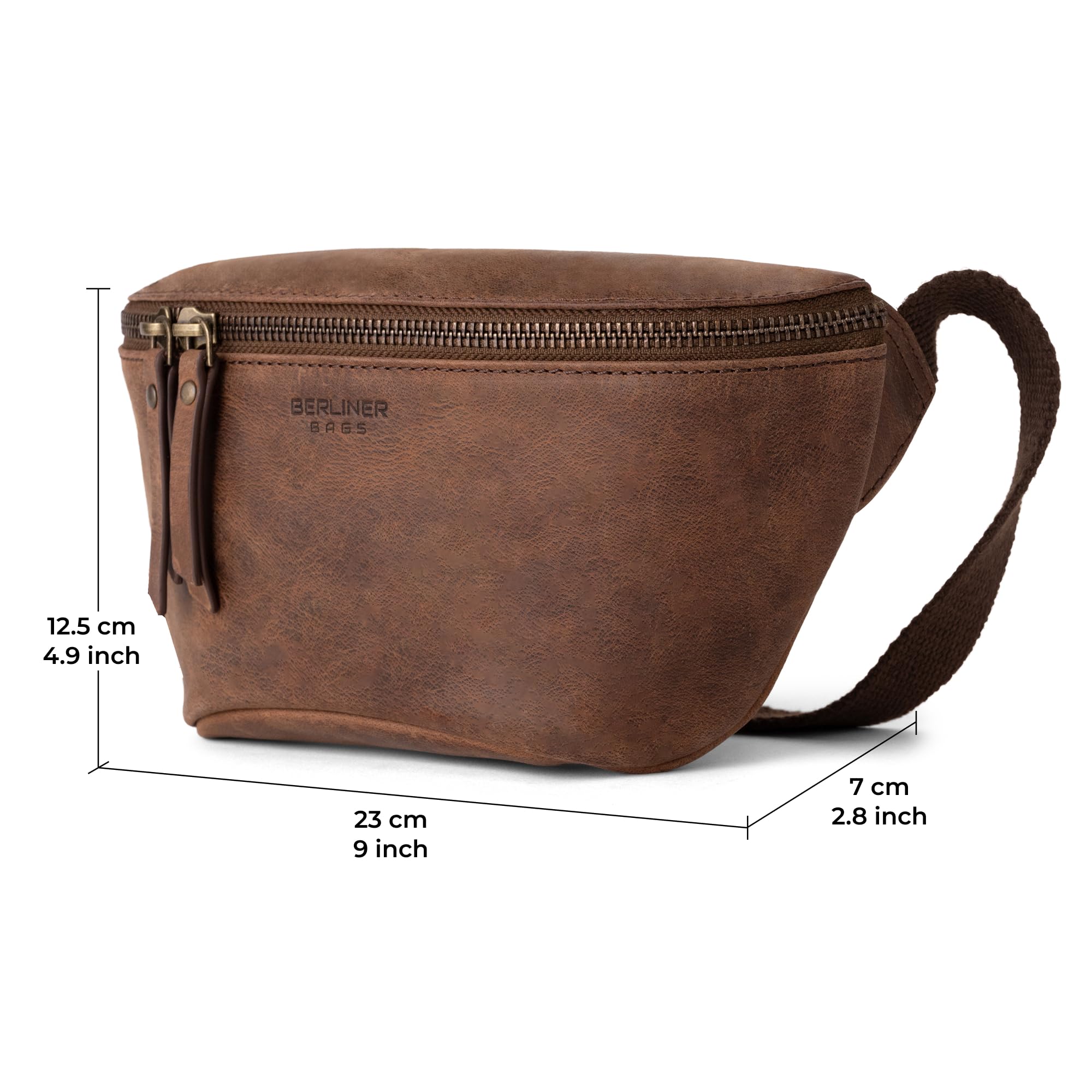 Berliner Bags Marsupio da Cintura Noah, Waist Bag Unisex Regolabile, Marsupio Uomo e Donna – Marrone