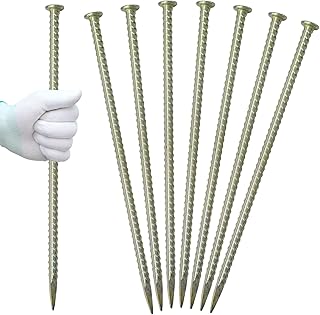 16 Inch Rebar Stakes - 1/2 Inch Diameter Galvanized Steel Ground Anchors Hevy Duty Metal Garden Stakes for Camping Tent, Speed Bump, Hard Soil, Fence, Wheel Stop(8 Pack)