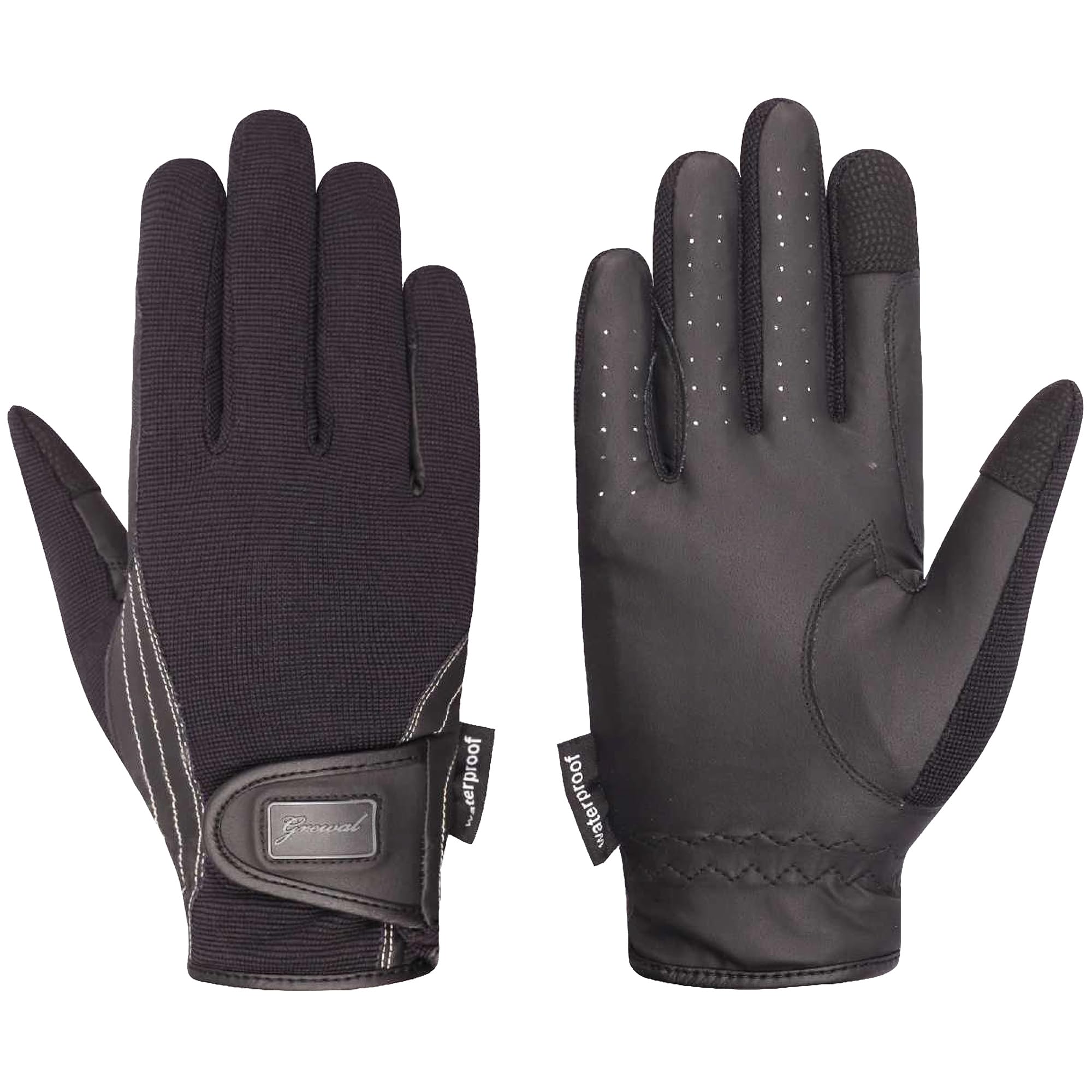 Ingrid Ladies Synthetic Leather, Water-Proof, Equestrian Horse Riding Gloves, Black (Large 8)