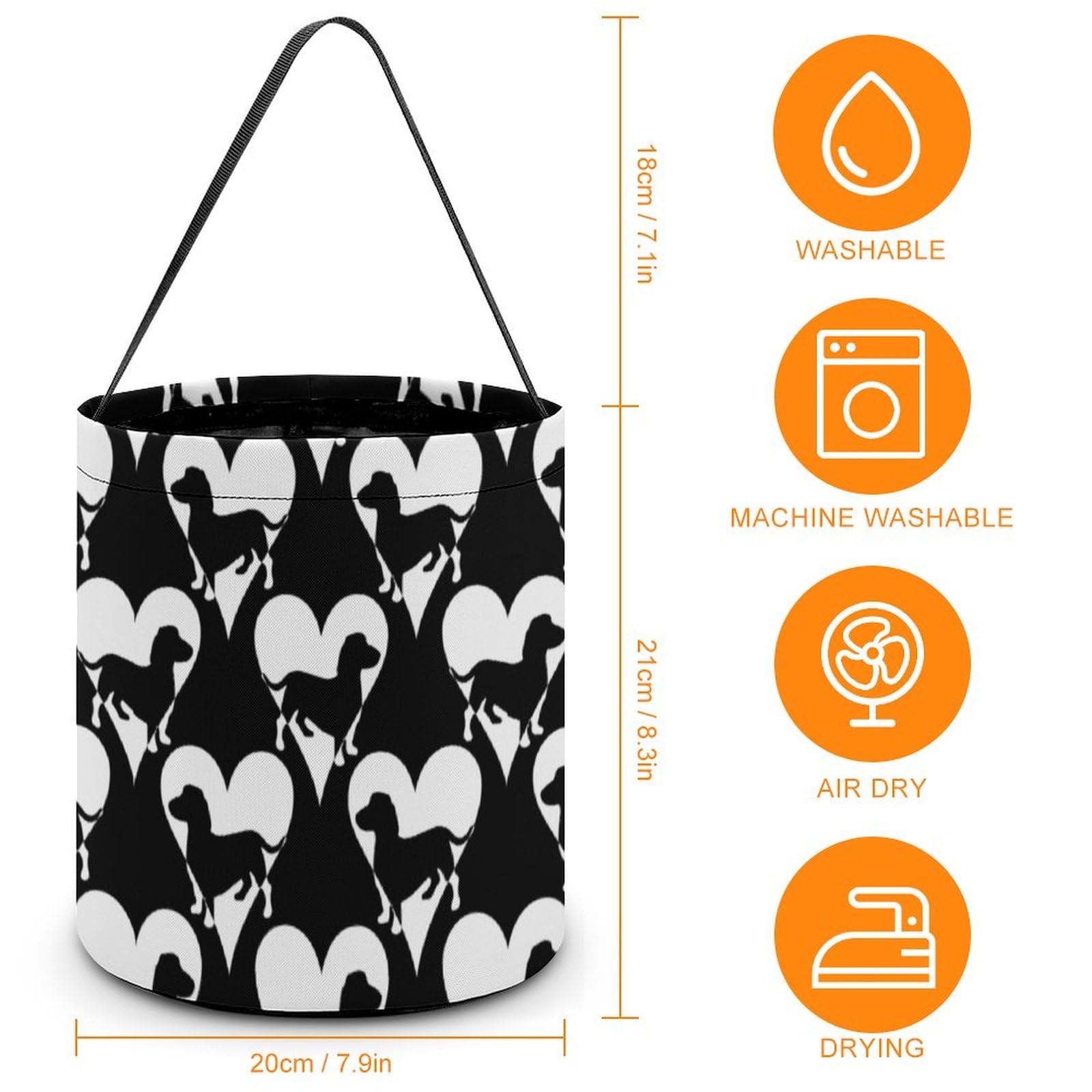 Dachshund Dog with Heart Cute Easter Basket Bags Eggs Bucket Candy Tote Decorations Gifts Party Storage Bag, style