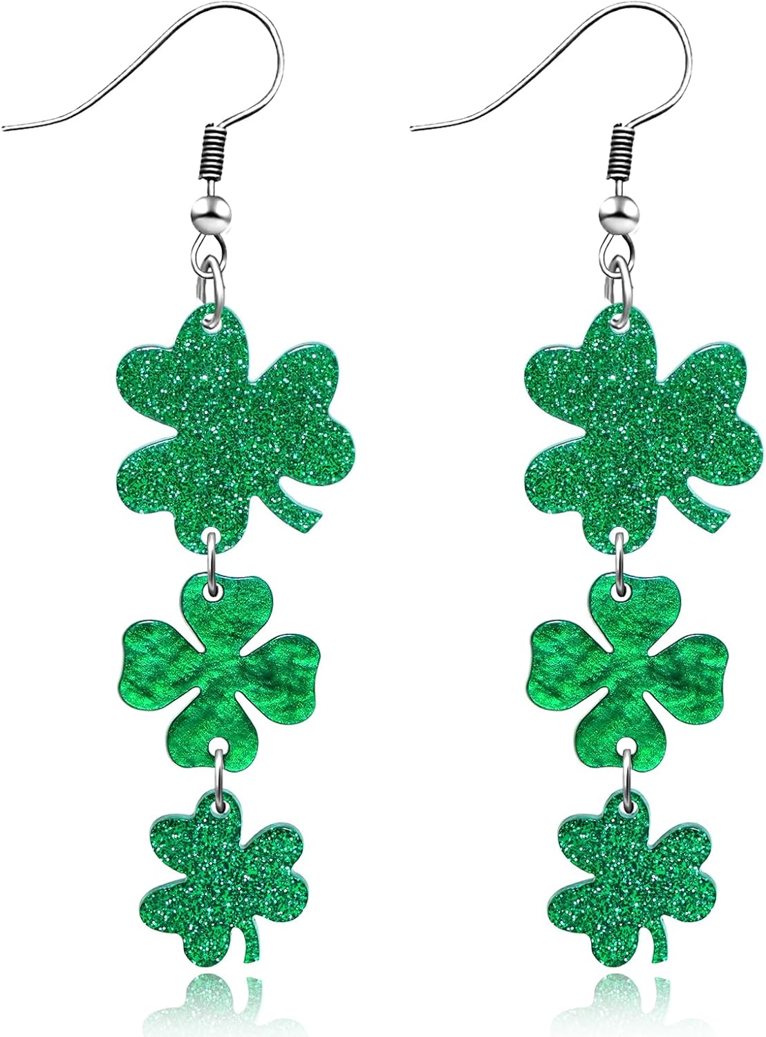 St Patrick’s Day Shamrock Earrings for Women Green Clover Drop Dangle Earrings Festive Acrylic St Patrick’s Day Jewelry Accessories