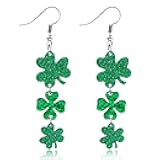 Mintolex St Patrick’s Day Shamrock Earrings for Women Green Clover Drop Dangle Earrings Festive Acrylic St Patrick’s Day Jewelry Accessories