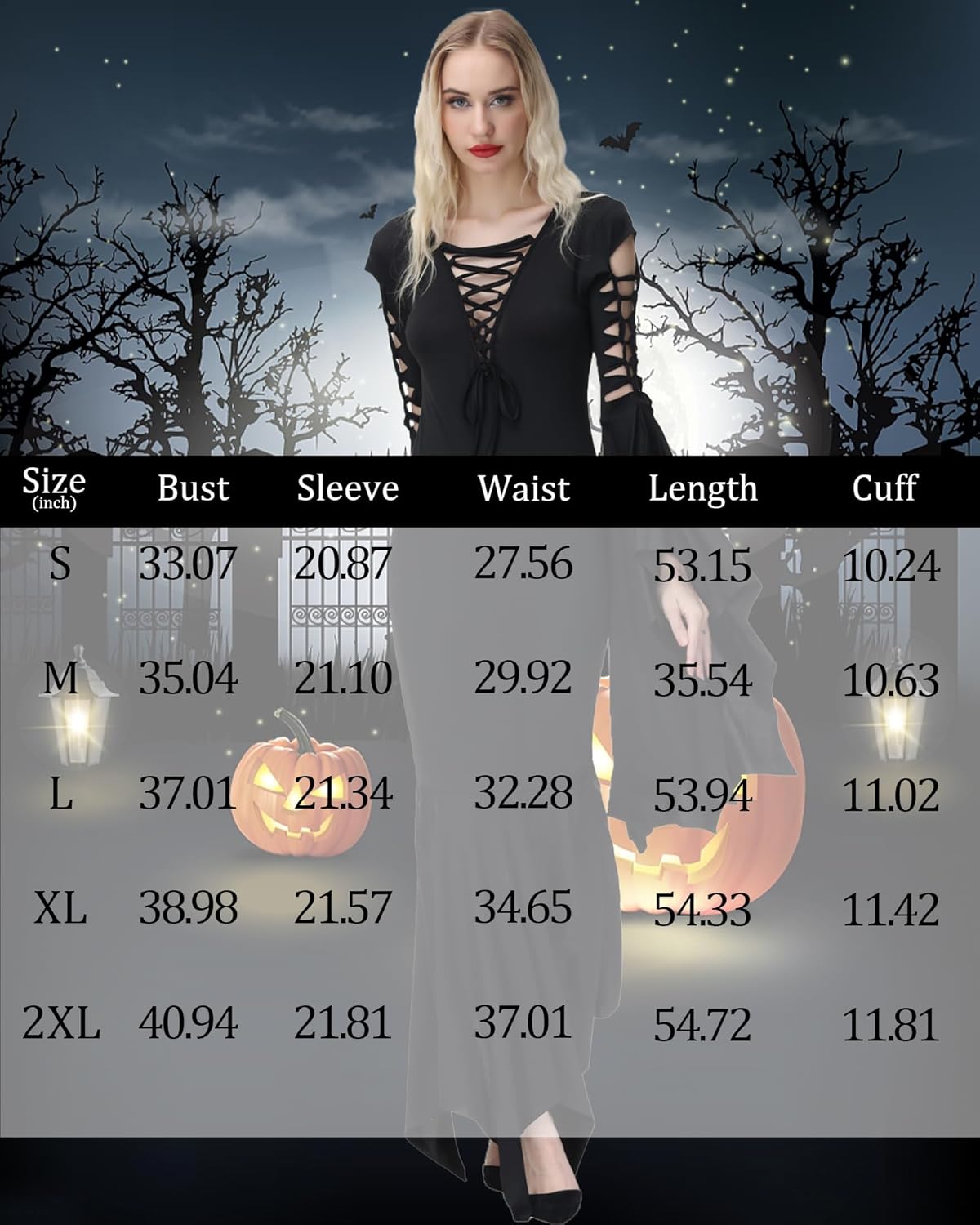 NANAMEEI Halloween Costumes for Women Black Gothic Dress Witch Dress for Halloween Carnival Party
