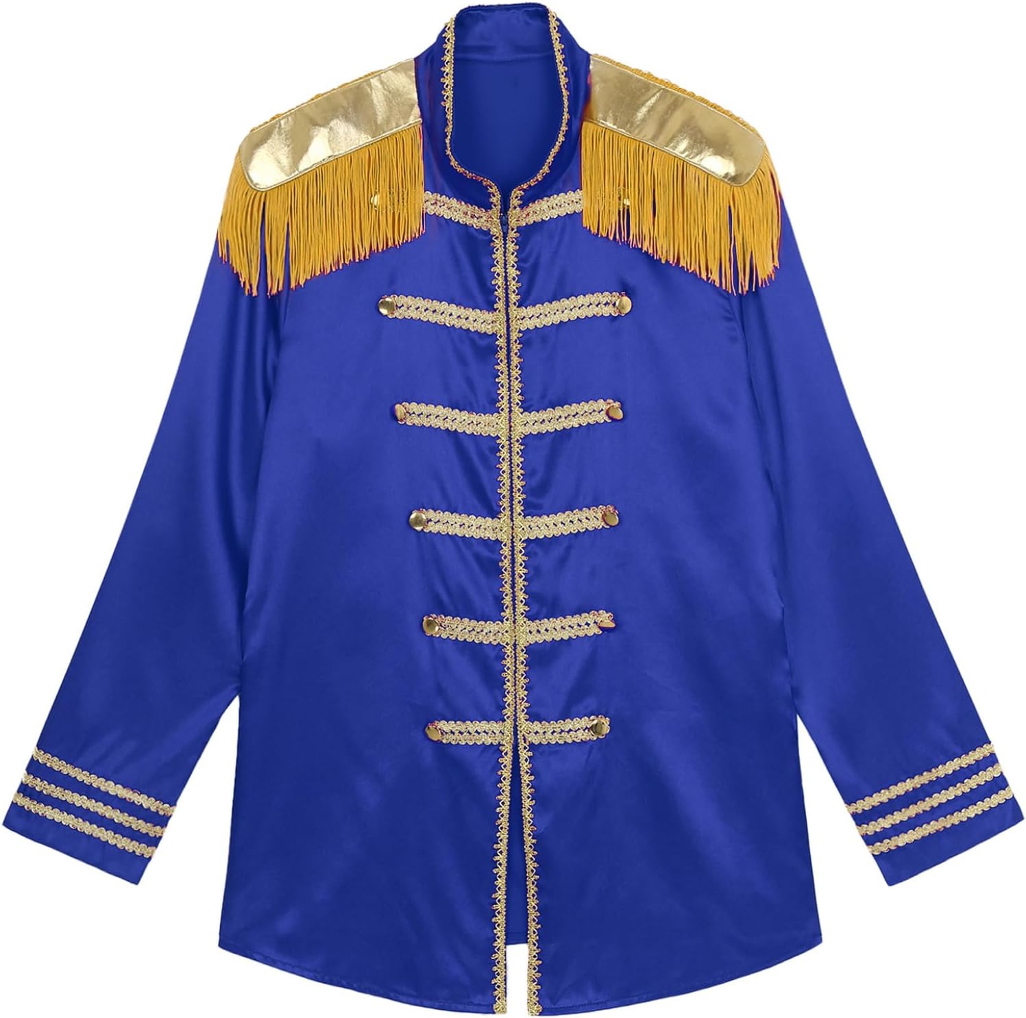 Men's Halloween SGT Sergeant Pepper Costume Budget Jacket Cosplay Rock Band 60s Hippy Satin Coat