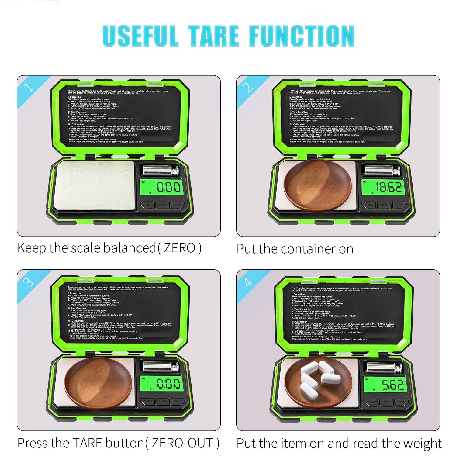 Fuzion Balance numérique de poche, 500 g x 0,01 g, 6 modes de conversion avec écran LCD, tare pour herbes, aliments, bijoux, médicaments (pile incluse)
