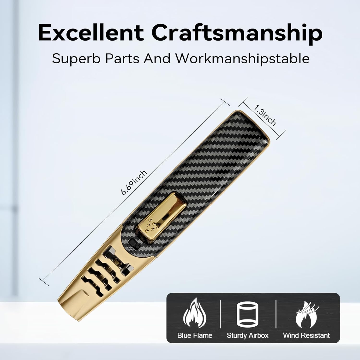 2 Pack Torch Lighters, Butane Lighter, Adjustable Big Jet Flame Butane Torch, Windproof Refillable Candle Kitchen Cooking Grill BBQ Soldering Lighters with Safety Lock (Butane Not Included)