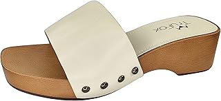 Classic Slide Sandals Low Heel Lightweight Faux Wood