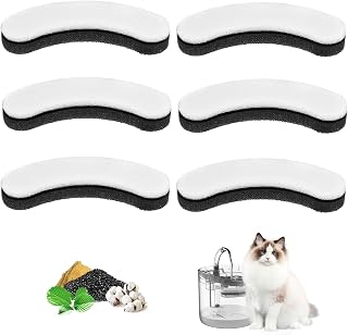 ANBOO 6 Pieces Sponge Filter Water Fountain for Cats, Water Fountain Filters for Soft Cats, Fountain Filter Replacement Filter, Activated Carbon Filter, Compatible with WF050 (6)