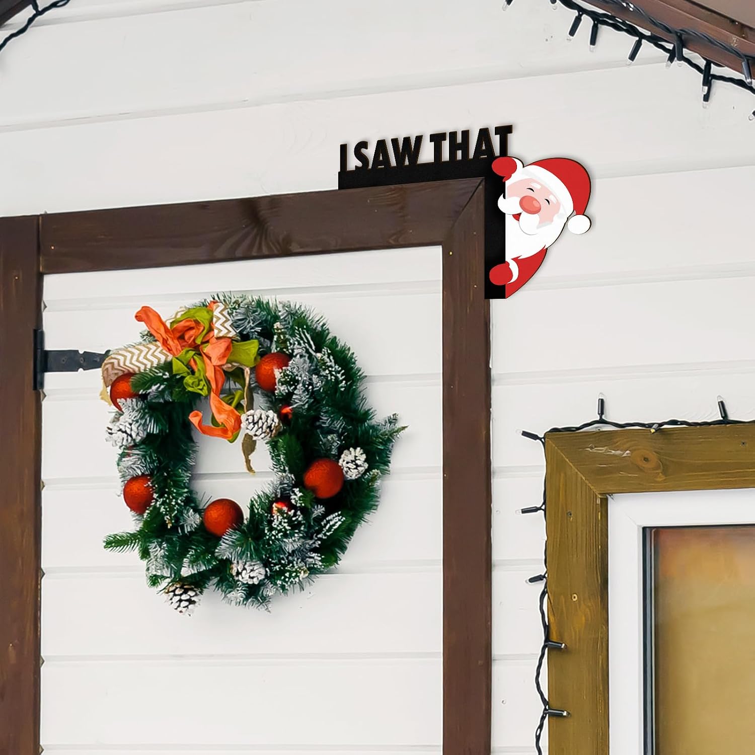 Pigort Christmas Door Toppers Funny Christmas Door/Window Coner Decorations Snowman Santa Windows Walls DIY Craft for Christmas Party Ornament (I Saw That)
