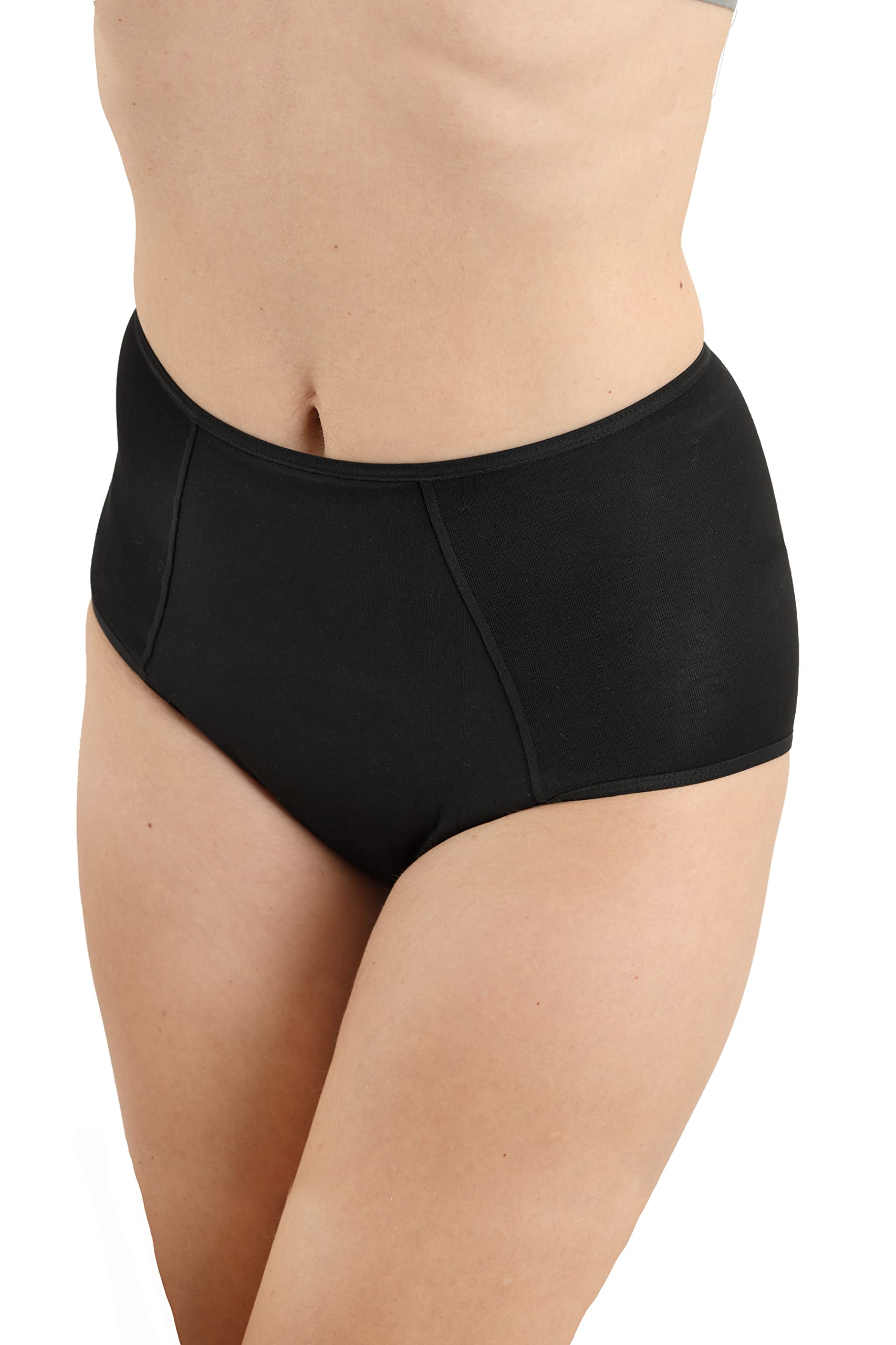 ALBERT KREUZ Femme Culottes menstruelles Bio-Baumwolle Super Taille Haute Set de 2 Noir
