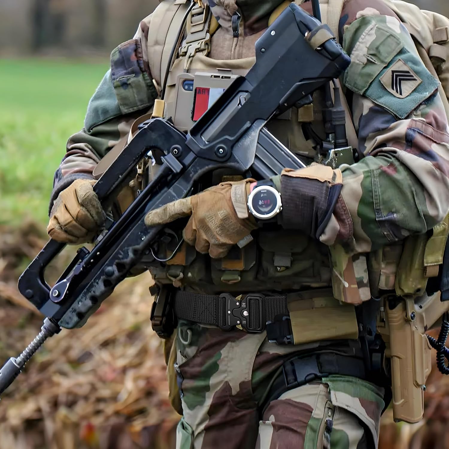 MOZETO Tactical Belts for Men Military Style Work Hiking Riggers Web Gun Belt with Heavy Duty Quick Release Metal Buckle - Image 3