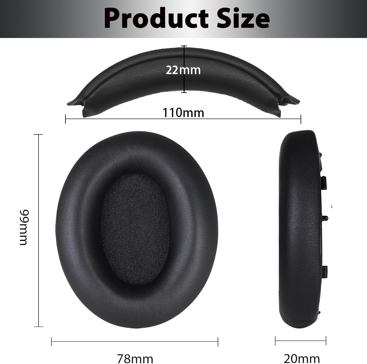Adhiper XM4 Replacement Ear Pads & Headband Accessories for Sony WH-1000XM4(WH1000XM4) Headphones, Soft Protein Leather Earpads & Headband Cushion Pad Cover Features a Snap-on Design - Black