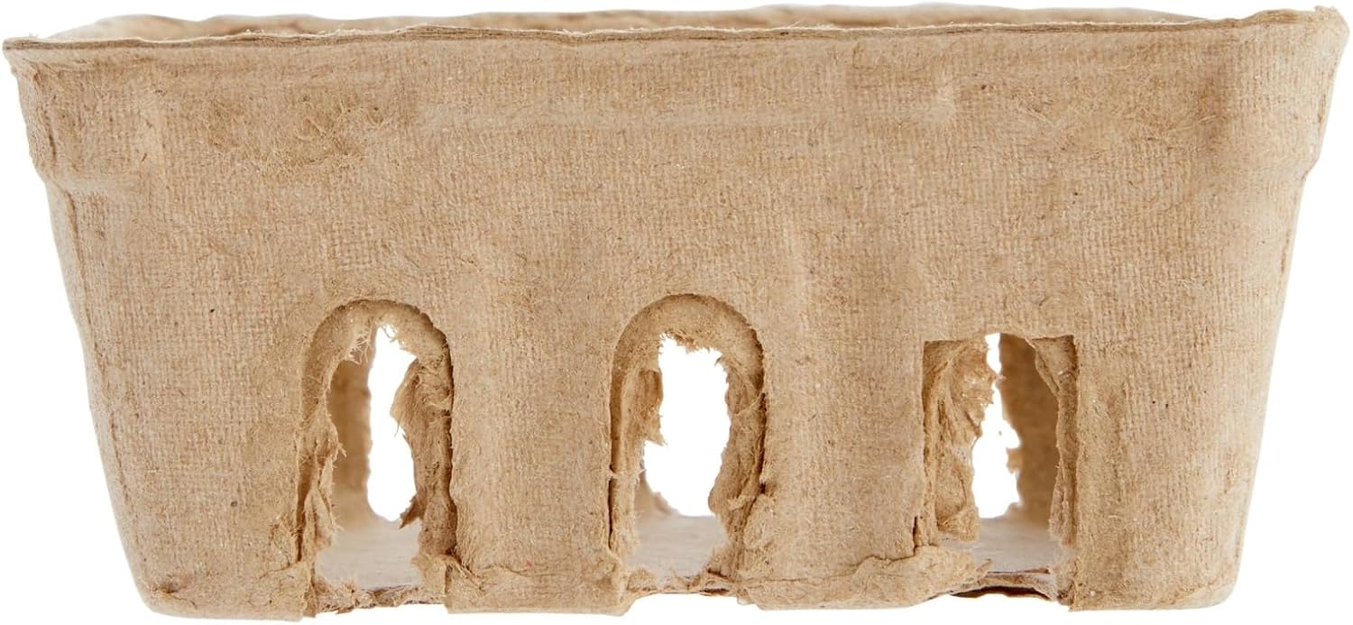 Juvale Pulp Fiber Berry Baskets - 4 x 4 x 1.81 in Brown Molded Pulp - Ventilated Design for Farmers Market Produce - Cardboard Fruit Containers & 60 Mini Berry Cartons