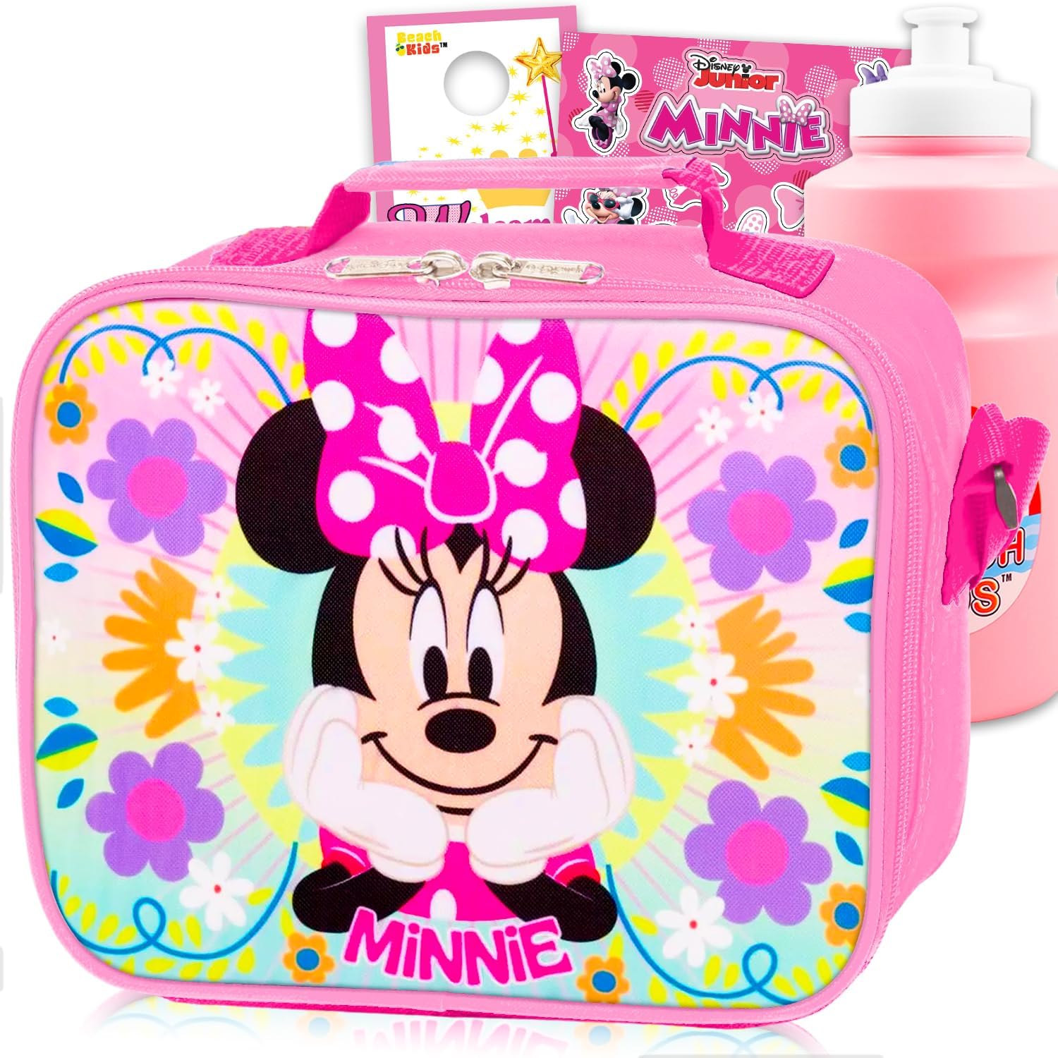 Minnie Mouse Lunchbox for Girls School Bundle w/ Insulated Lunch Bag + More