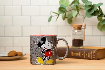 Silver Buffalo Disney Mickey Mouse Pattern Vintage, Ceramic Mug, 20oz