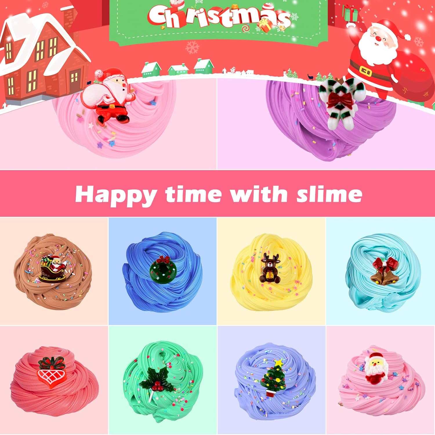Christmas Gift Slime Advent Calendar 2025, 24 Pack Christmas Crafts Set for Kids, Mess-free and Stretchy, Christmas Stocking Stuffers, Perfect Winter Holiday Party Decoration Gifts, DIY Sensory Toys - Image 3