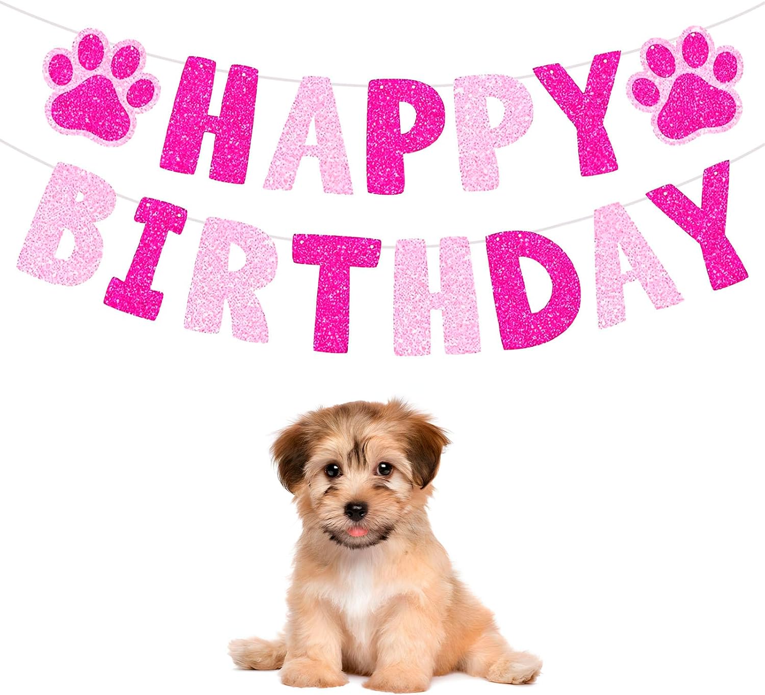 Pink Paw Dog Birthday Banner Purple and Light Pink Birthday Party Supplies for Pet themed birthday party Dog Themed Birthday Parties Supplies