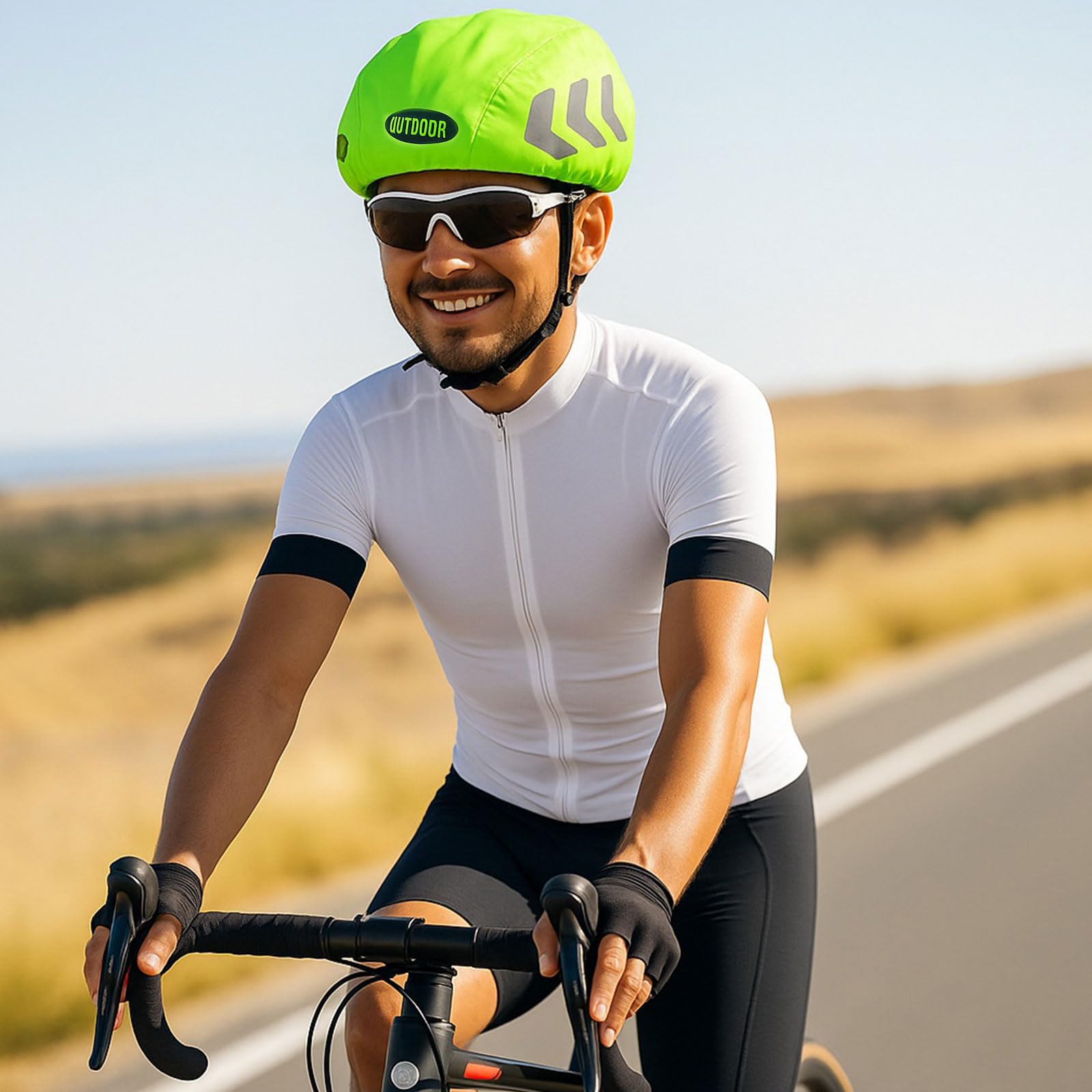 3 Pezzi Copri per Casco Bici Impermeabile, Copertura Antipioggia per Casco da Ciclismo con Striscia Riflettente, Copricasco Impermeabile per Uomo Donna Bambini, Verde Fluorescente