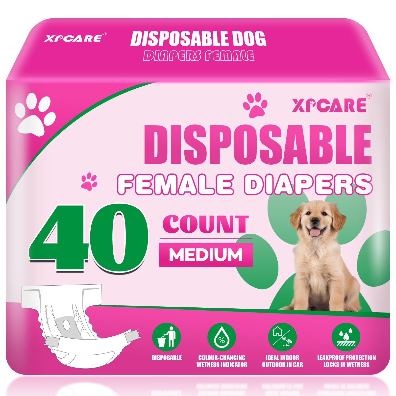 Photo 1 of XPCARE Female Dog Diapers (Medium, 40 Count)