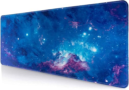 Mouse Pad Large Desk Mat, Extra Large Gaming Computer Mousepad with Stitched Edges Non-Slip, Keyboard Mouse Pad for Desktop Cute Aesthetics Home Office Blue-Starry Desk Accessories 31.5 * 11.8 inch