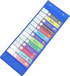 Gogogmee 1 Pc Horario De La Tarjeta Bolsa Para Colgar Calendario Organizador De Archivos Para Colgar En La Pared Gráfico De Horario De Maestros De Colores Azules Pósters Blue Tela Oxford